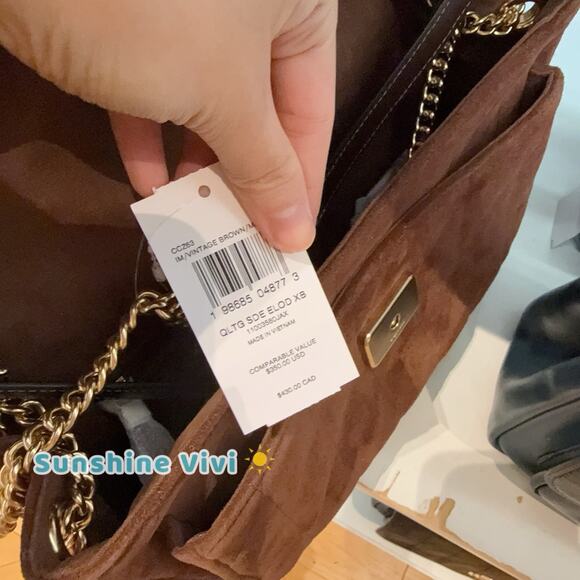 NWT Coach Elodie Crossbody Bag Quilting CCZ63 Gold/Vintage Brown/Maple Suede - Picture 8 of 8